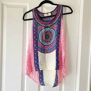 patterned flowy tank top